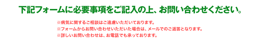 下記フォームに必要事項をご記入の上、お問い合わせください。